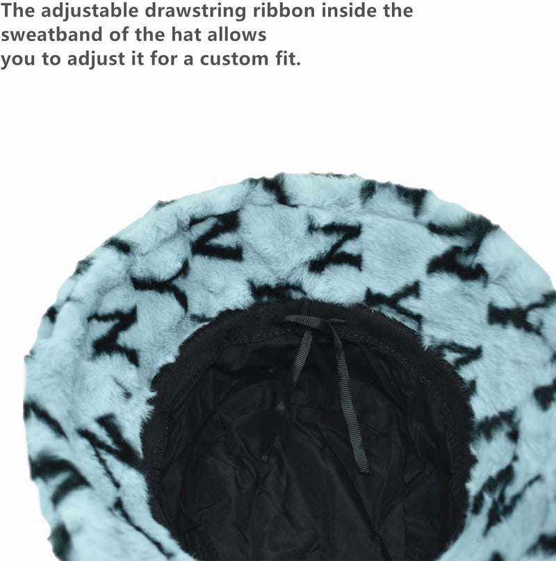 Glory Max Winter Fluffy Plush Bucket Hat Cozy Faux Fur Wide Brim Adjustable Size for Women - Image 4